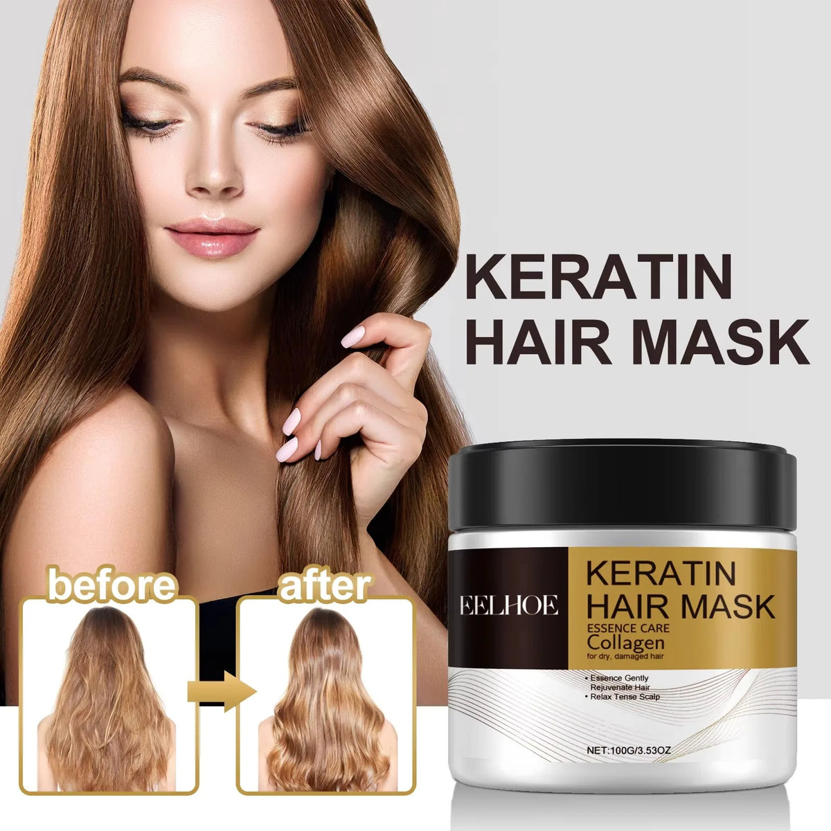 Keratin Collagen Hair Mask Dual Oil Control Moisturizer Conditioner Repair Dry Frizz Damaged Frizz Tangles Soft Smooth Hair cera