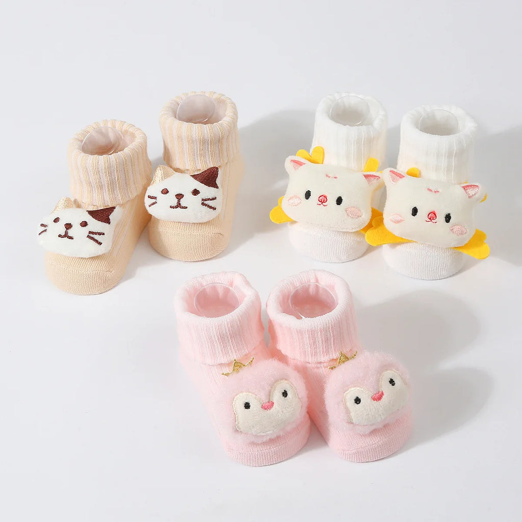 3Pairs/set Baby Socks Girls Boys Newborn Accessories Cartoon Animals Kids Gift Clothes Child Infant Stuff Cotton Breathable Sock