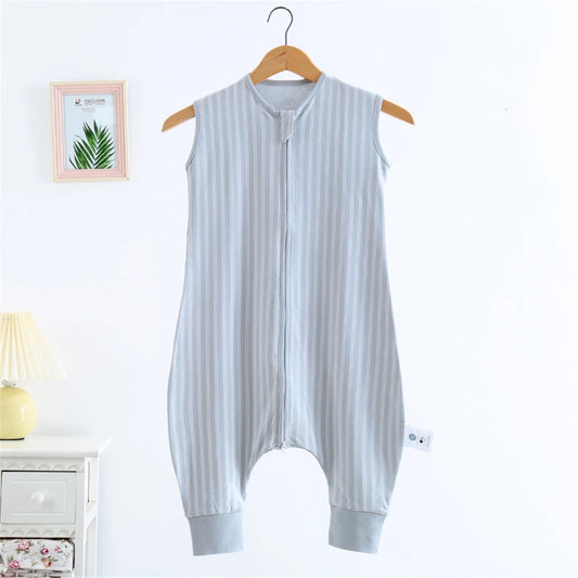 Summer Thin Vest-Style Children's Sleeping Bag, Comfortable at Home, Pure Cotton Striped Split-Leg Sleeping Bag