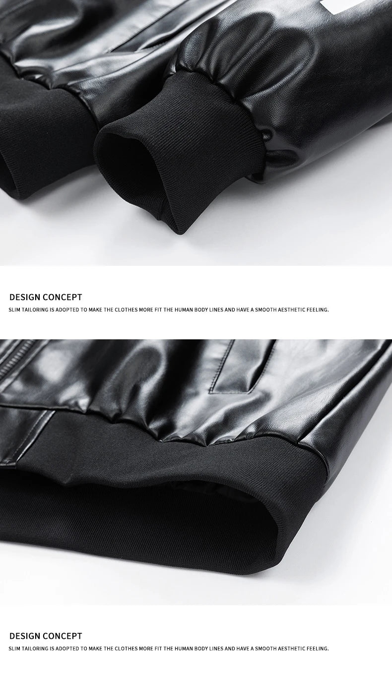 Leather Jacket Men Motocycle Faux Leather Coat PU Moto Bike Jackets Hip Hop High Street Fashion Pilot Men's Clothing Top