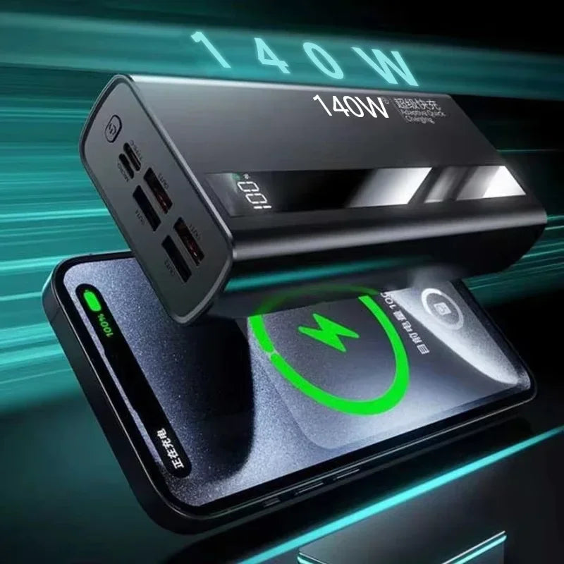 Lenovo CCC 500000mAh 140W Powerbank Super Fast Charging Portable Ultra Capacity Battery Charger LED Digital Display