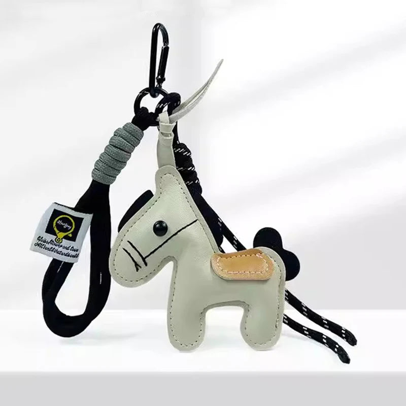 1 Piece Leather Pony Keychain Braided Rope Backpack Pendant For Phone Bag Hanging Accessories DIY Decoration