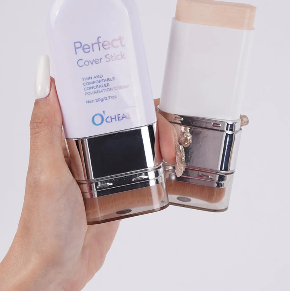 Thin and Comfortable Perfect Cover Stick Waterproof Instant Natural Concealer Foundation Stick with Brush Long-lasting