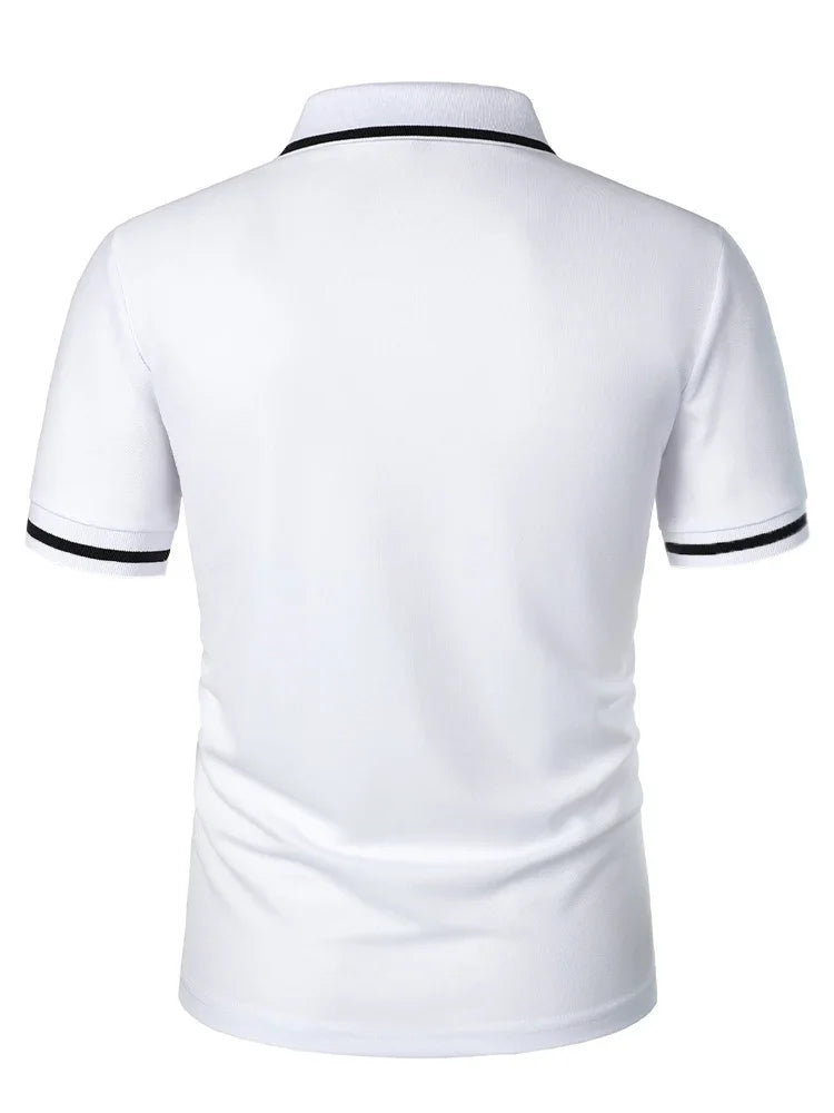 Fashionable men's casual solid-color short-sleeved top, men's lapel short-sleeved T-shirt, casual and fashionable solid-color sh