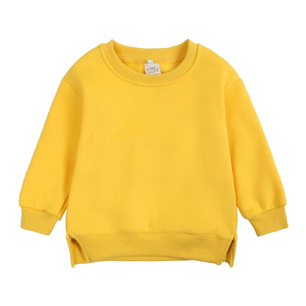 2026 Winter Spring Hoodies Pullovers Kids Boys Girls Clothes Korean Baby Thicken Fleece Sweatshirt Children's Clothing 6M-7T