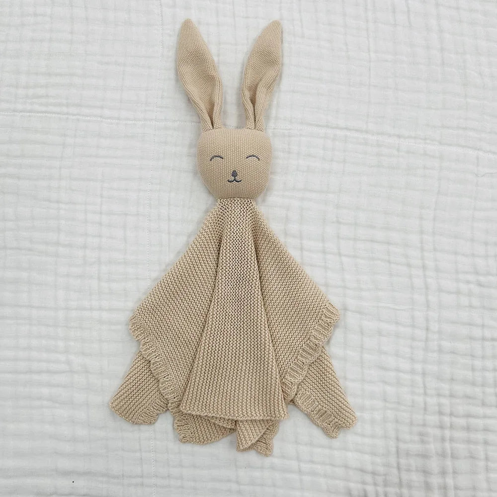 Cute Rabbit Knitting Baby Comfort Towel Comforter Blanket Soft Newborn Sleeping Dolls Kids Sleep Toy Soothe Appease Towel