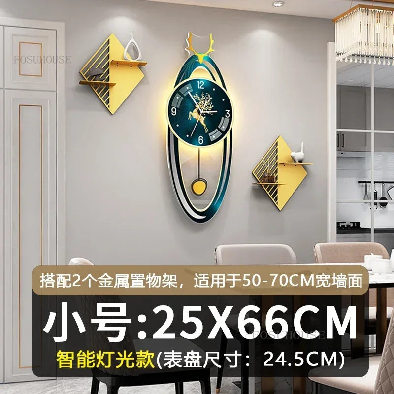 Light Luxury Wall Clocks Creative Home Decor Nordic Simple Living Room Home Wall Clock Luxury Designer Smart Models with Lights
