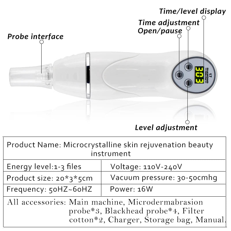 Dermabrasion Exfoliating Blackhead Acne Pore Remove Facial Skin Care Beauty Machine Rechargeable Face Diamond Pen Home Beauty