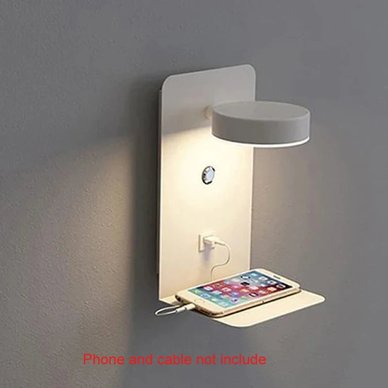 LED Wall Light with USB Charging – Bedside Reading Lamp