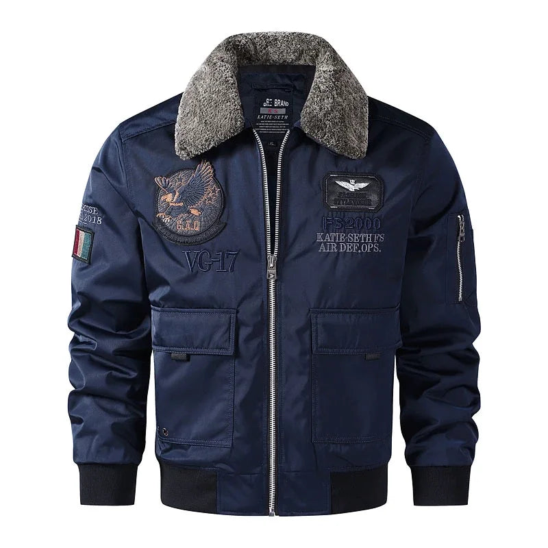 Military Air Force Flight  Bomber Jacket Men Fashion Aviator fur colloar Jacket New In Outerwears Autumn winter Jackets For Men