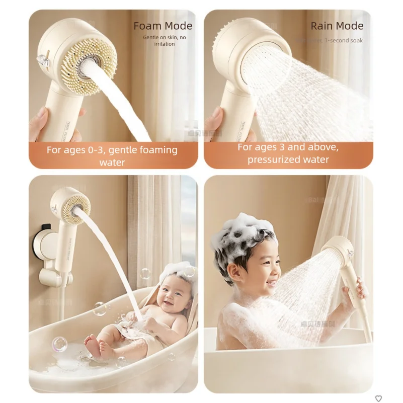 Double Sided Filter Shower Head   2 Mode Adjustable Water Purifying One Key Water Stop Anion Filter Handheld Shower Head