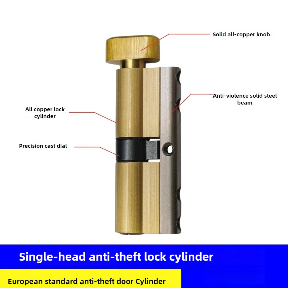 Super D-grade 8-track Single Opening with Knob Anti-theft Cylinder,Universal Lock Core for Iron and Wooden Doors,8 Keys Cilindro