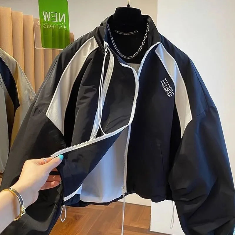 Spring Autumn Zipper Sweatshirt Men Bomber Jacket Cargo Coat Windbreaker Long Sleeve Outdoor Outerwear Black Men Clothing New