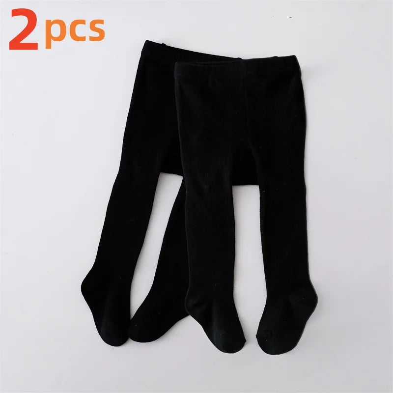 1/2Pcs Baby Girls Tights Spring Daily Knitted Stockings Cotton Soft Newborn Leggings Casual White Black Pantyhose For 0-2 Years