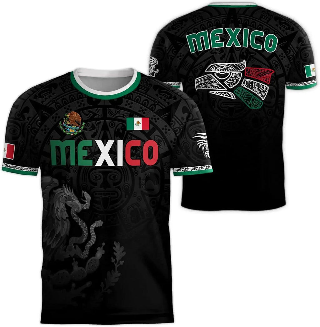 MEXICO Flag 3D Print Sports Quick-dry Breathable Men T-shirt Outdoor Football Jersey Team Fan Parent-child Short Sleeve Clothing