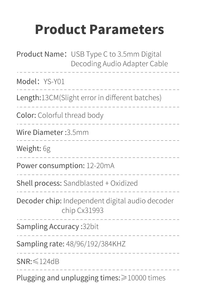 Y01 Type-C Lightning to 3.5/4.4mm HIFI Earphone Amplifie Digital Decoder Cable OTG DAC Chip CX31993 CX31988 C100 Adapter