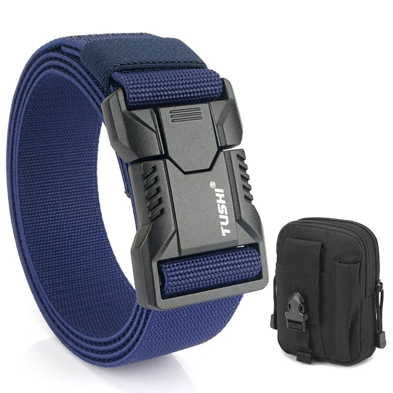 VATLTY New Tactical Outdoor Belt for Men and Women Aluminum Alloy Buckle Quick Release Elastic Belt Casual Belt Jeans Waistband
