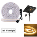 24V COB LED Solar Strip Outdoor Waterproof Neon Light 320LEDs/m Flexible Rope Light Warm Natural White Courtyard Home Lighting