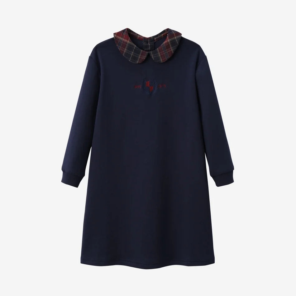 (Ship out in 1day)AS AW26 Denim Varsity Collection Navy Blue Denim+ Embroidery Sweatshirt weekday fabric brother sister clothing