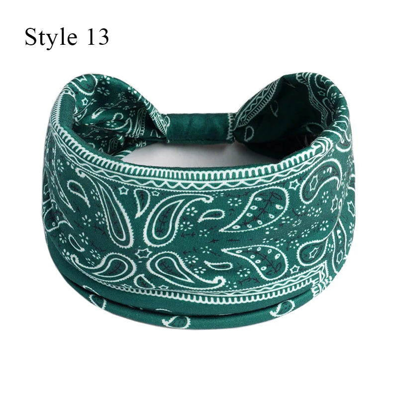 Bohemian Knot Turbans Yoga Elastic Head Wrap Women Fashion Vintage Elastic Hair Band Lady Wide Headbands Female Hair Accessories