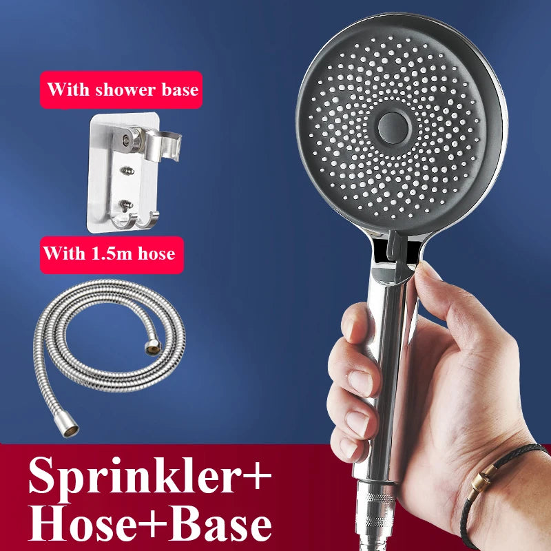 Shower Head 3 Mode Rainfall ABS Round High Pressure Turbo Spray Nozzle Adjustable Black Eco Shower Bathroom Accessories FR102